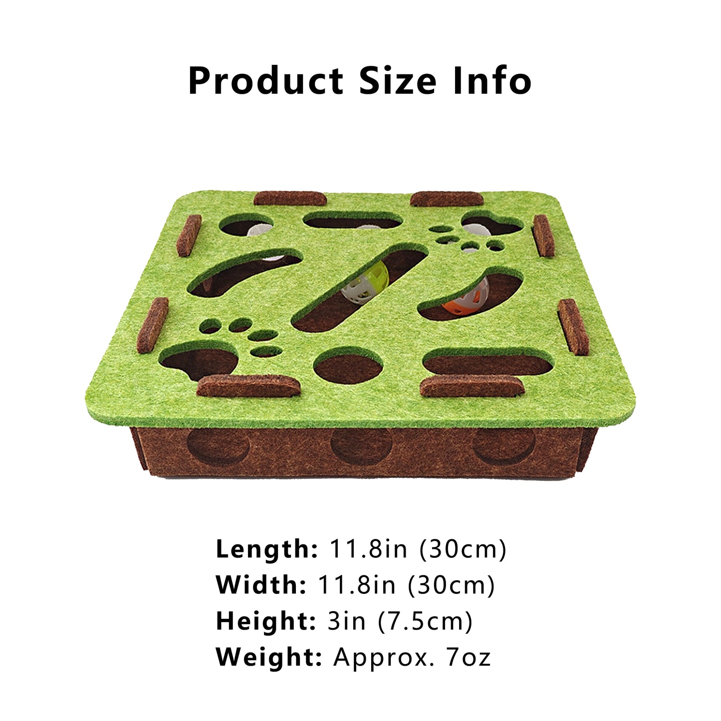 Interactive Cat Puzzle Toy with Felt Top and Jingle Balls Durable Indoor Cat Activity Board