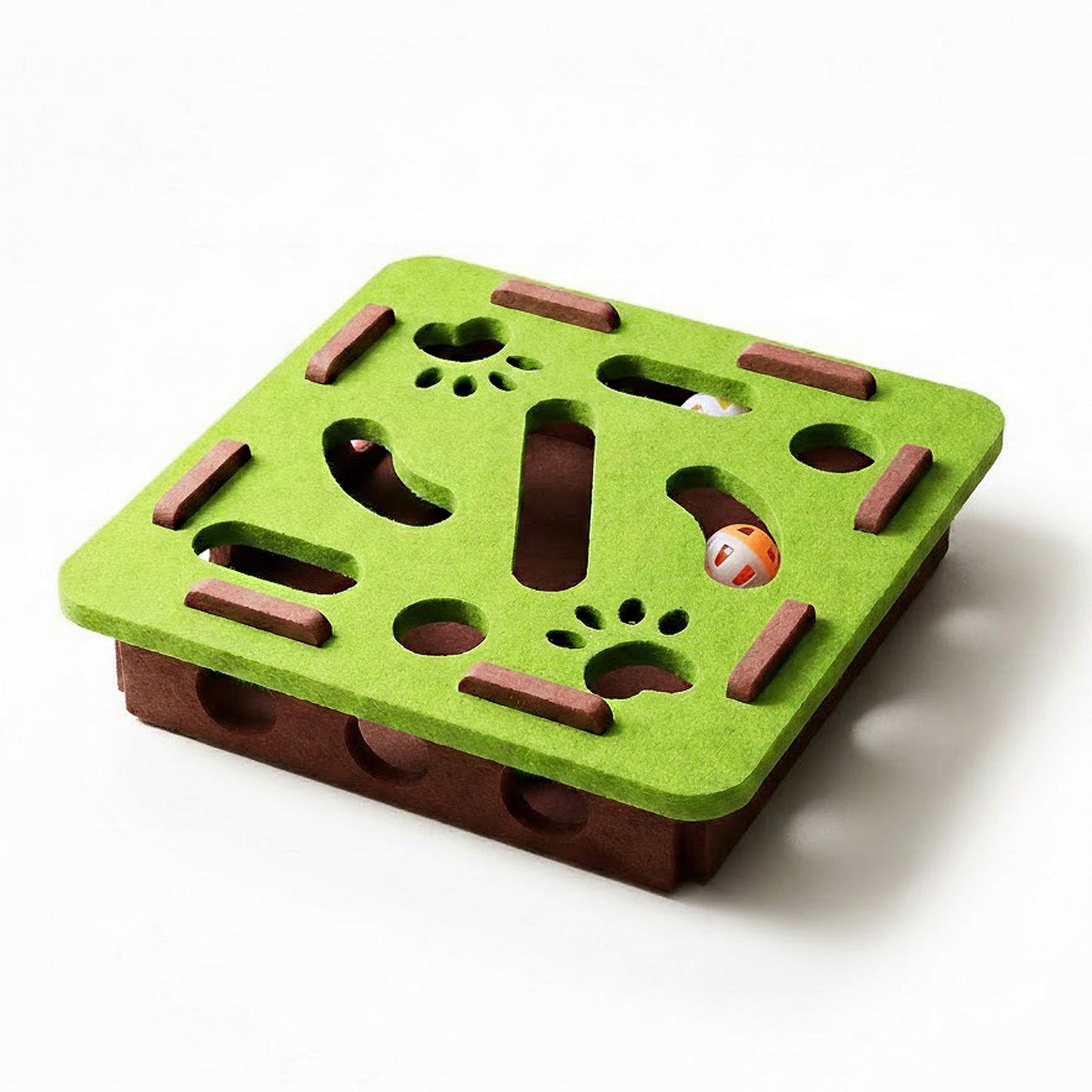 Interactive Cat Puzzle Toy with Felt Top and Jingle Balls Durable Indoor Cat Activity Board