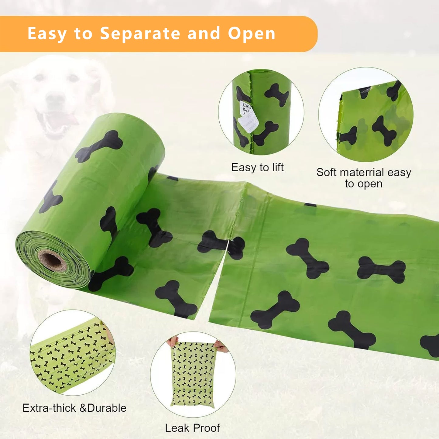Biodegradable Dog Waste Bags 270 Bags in 18 Rolls Leakproof Easy Tear Pet Cleanup Bags