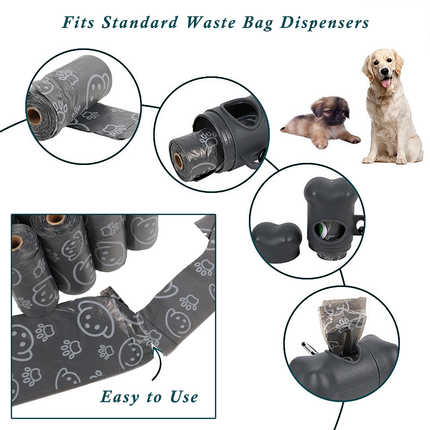 Dog Waste Bags 240 Bags in 16 Rolls with Dispenser Leakproof Pet Trash Bags with Easy Tie Handle