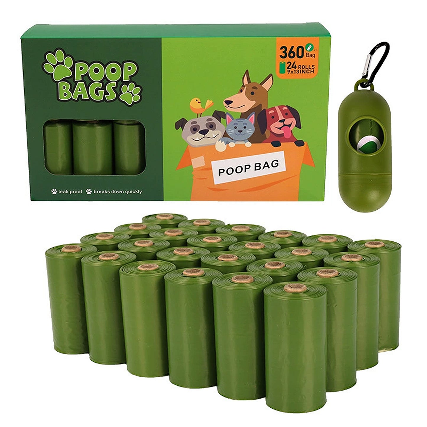 Biodegradable Dog Waste Bags Leakproof Easy Tear Pet Cleanup Bags with Dispenser