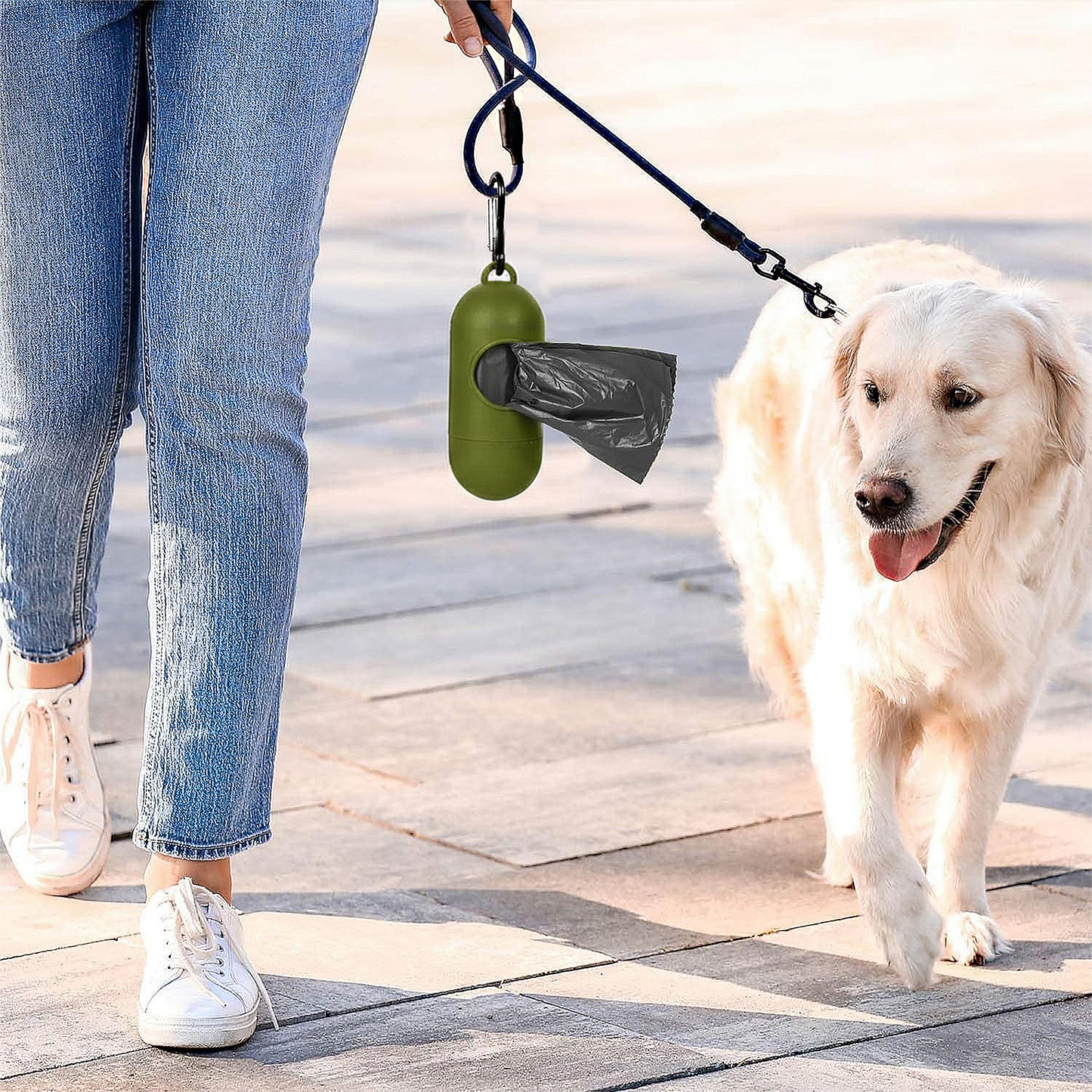 Biodegradable Dog Waste Bags Leakproof Easy Tear Black Cleanup Bags with Dispenser for Pets