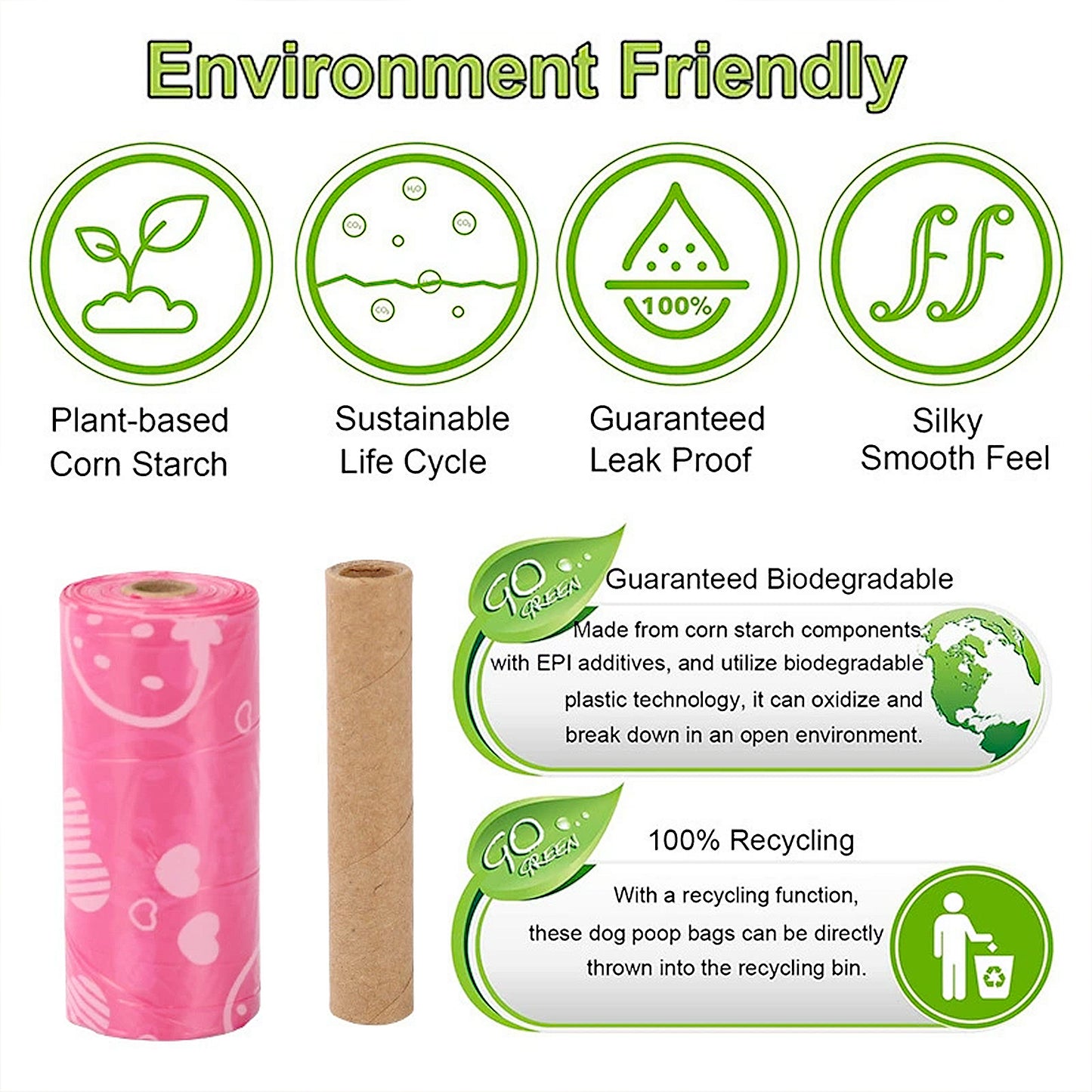 Biodegradable Dog Waste Bags 240 Bags in 16 Rolls with Dispenser Leakproof Pet Cleanup Bags