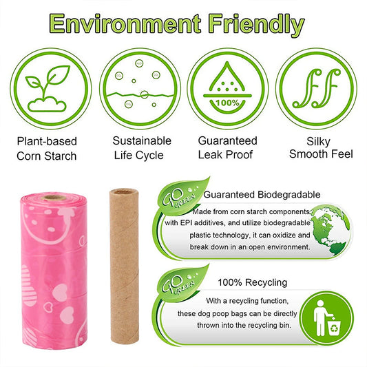 Biodegradable Dog Waste Bags 240 Bags in 16 Rolls with Dispenser Leakproof Pet Cleanup Bags