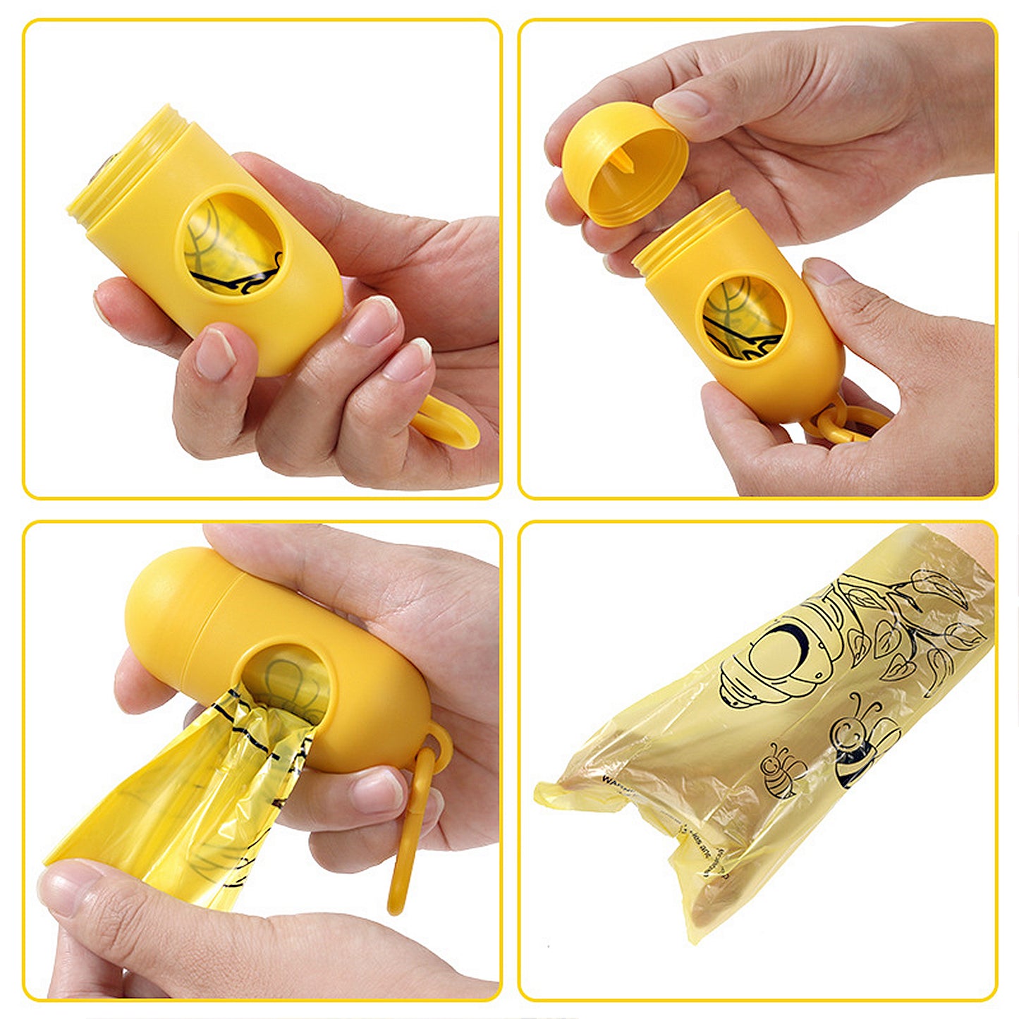 Biodegradable Dog Waste Bags with Dispenser Leakproof Easy Tear Printed Pet Trash Bags