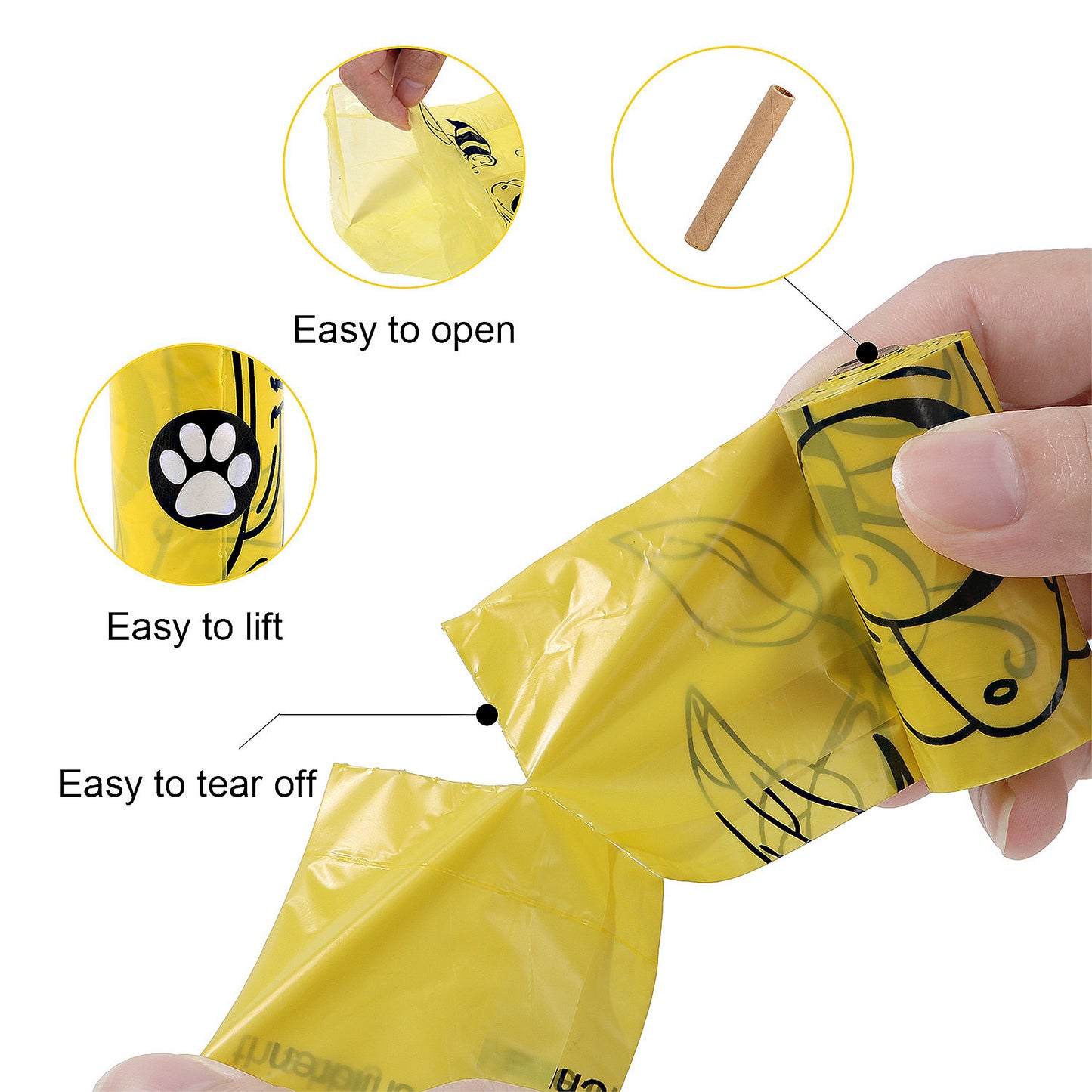 Biodegradable Dog Waste Bags with Dispenser Leakproof Easy Tear Printed Pet Trash Bags