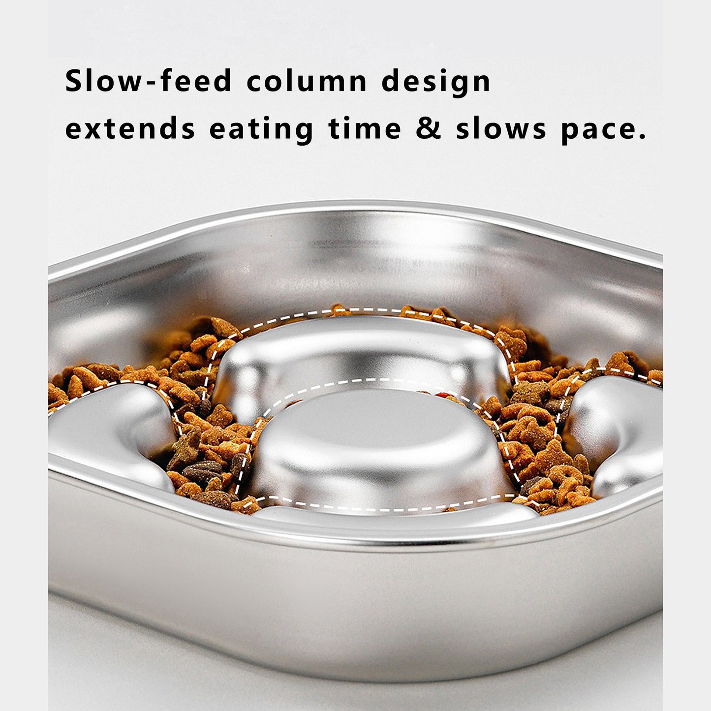 Stainless Steel Slow Feeder Dog Bowl with Raised Center Design and Easy Clean Interior