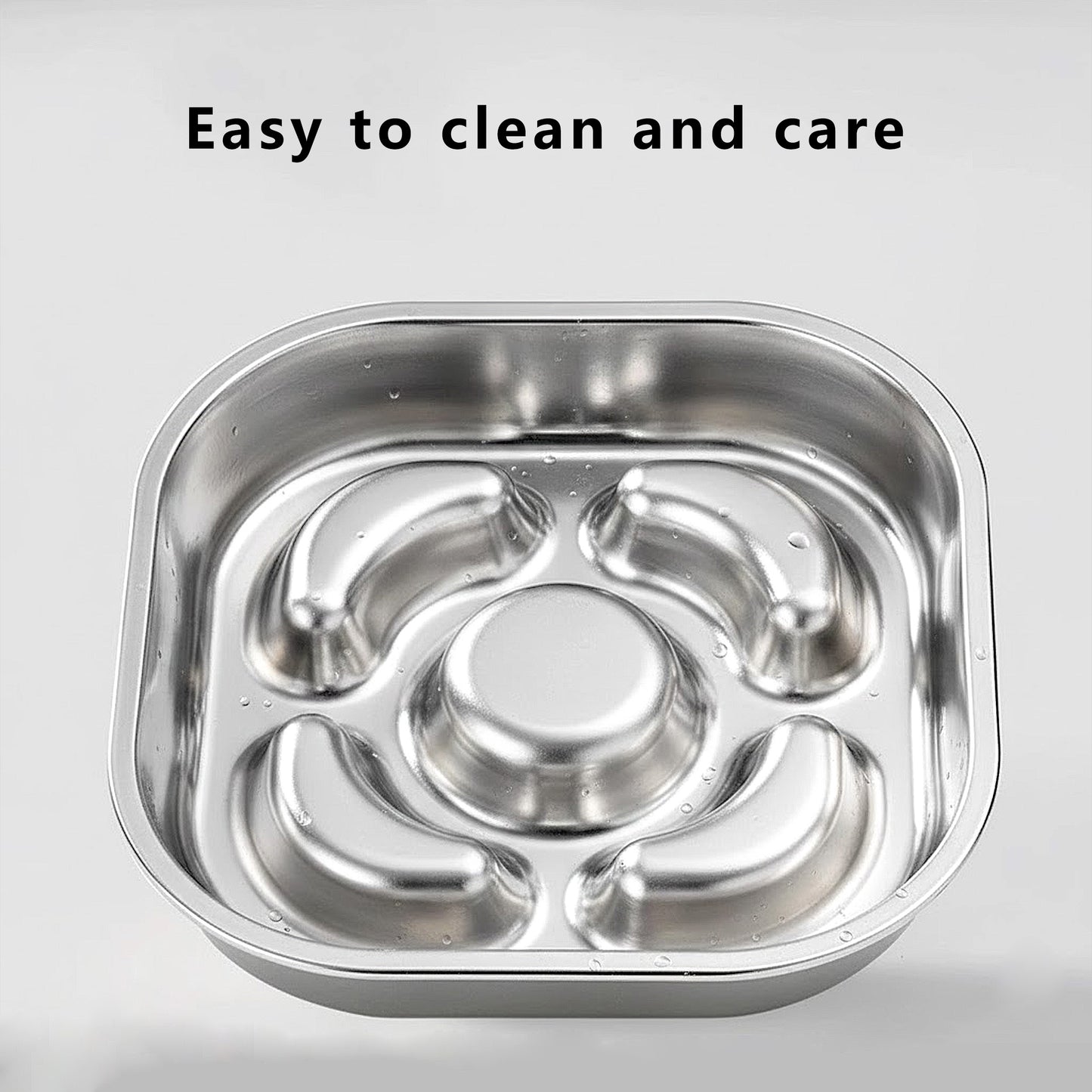 Stainless Steel Slow Feeder Dog Bowl with Raised Center Design and Easy Clean Interior