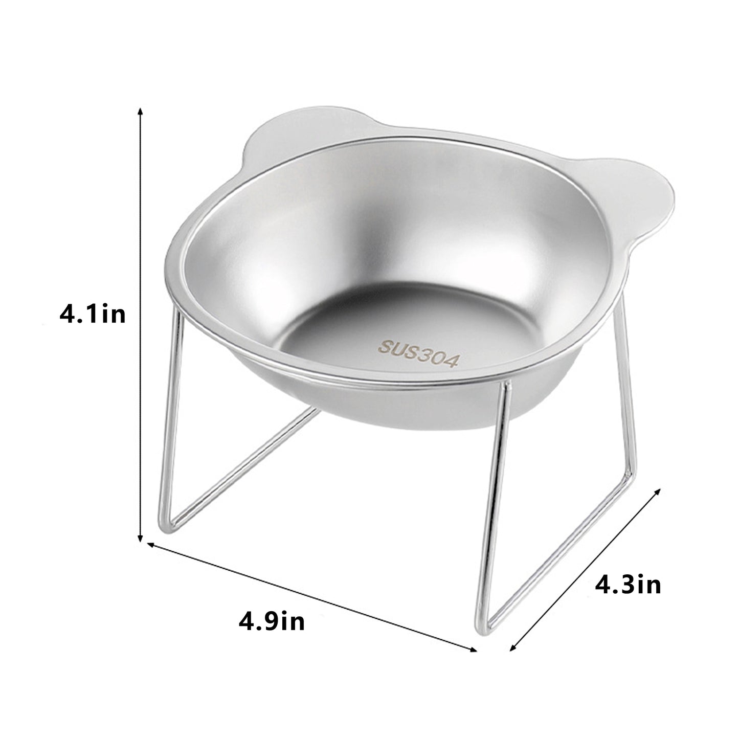Elevated Stainless Steel Cat Bowl with 15 Degree Tilt and Stable Stand