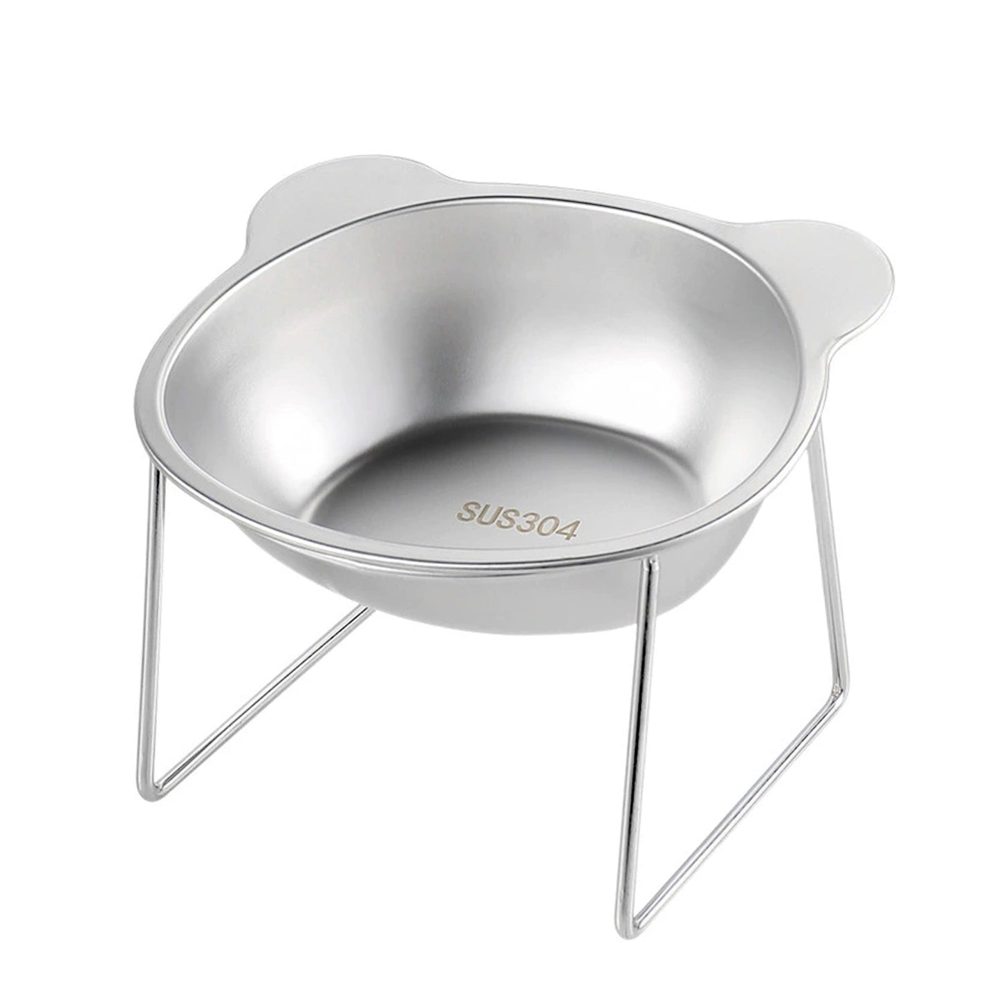 Elevated Stainless Steel Cat Bowl with 15 Degree Tilt and Stable Stand