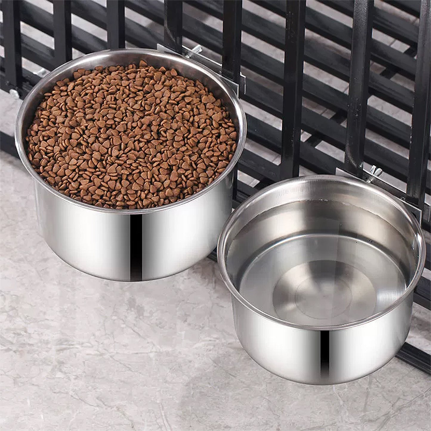 Stainless Steel Dog Crate Mounted Bowl with Adjustable Clamp Bracket