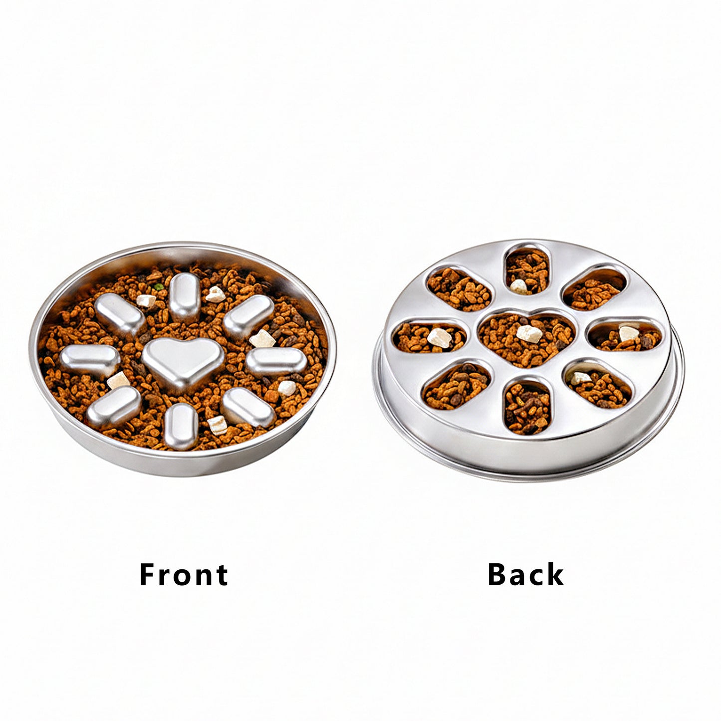 Stainless Steel Slow Feeder Dog Bowl with Anti-Gulp Design, Wide Rim, Easy Clean
