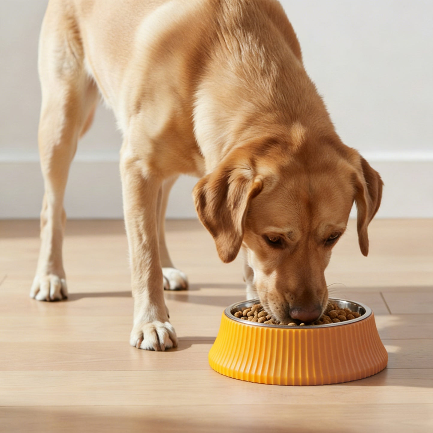 Stainless Steel Dog Bowl with Non-Slip Base, Square Feeding Bowl for Food and Water