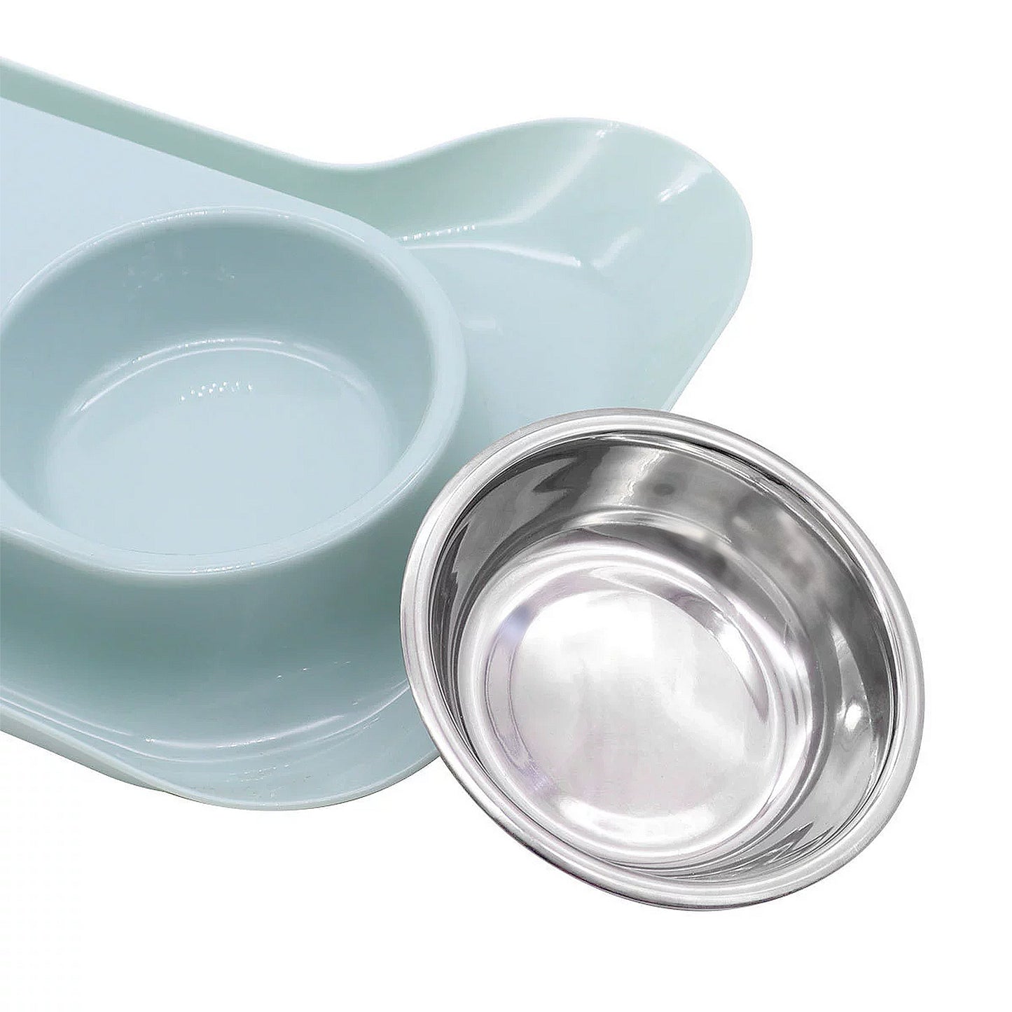 Stainless Steel Double Cat Bowl with Non-Slip Base for Food and Water