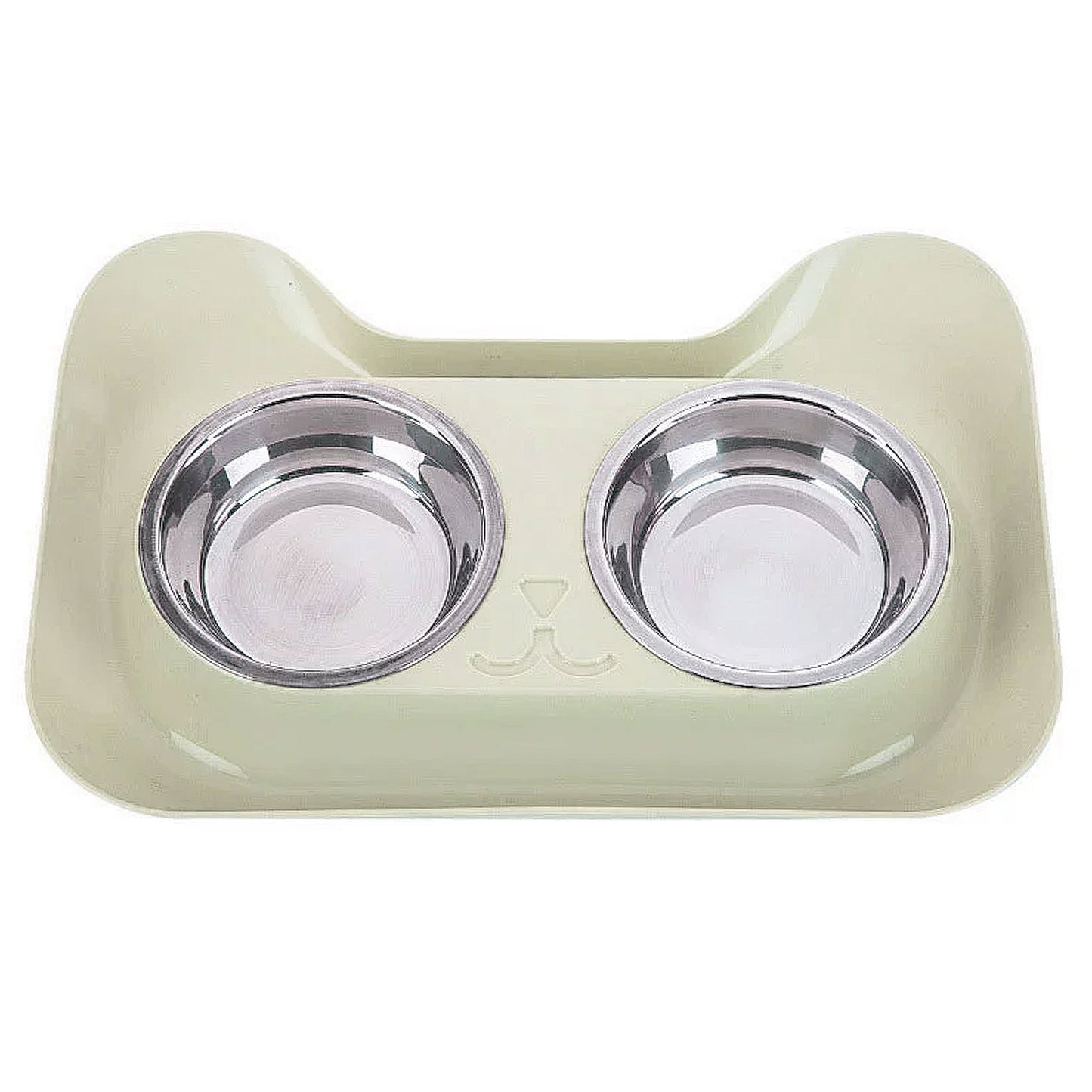 Stainless Steel Double Cat Bowl with Non-Slip Base for Food and Water