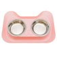 Stainless Steel Double Cat Bowl with Non-Slip Base for Food and Water