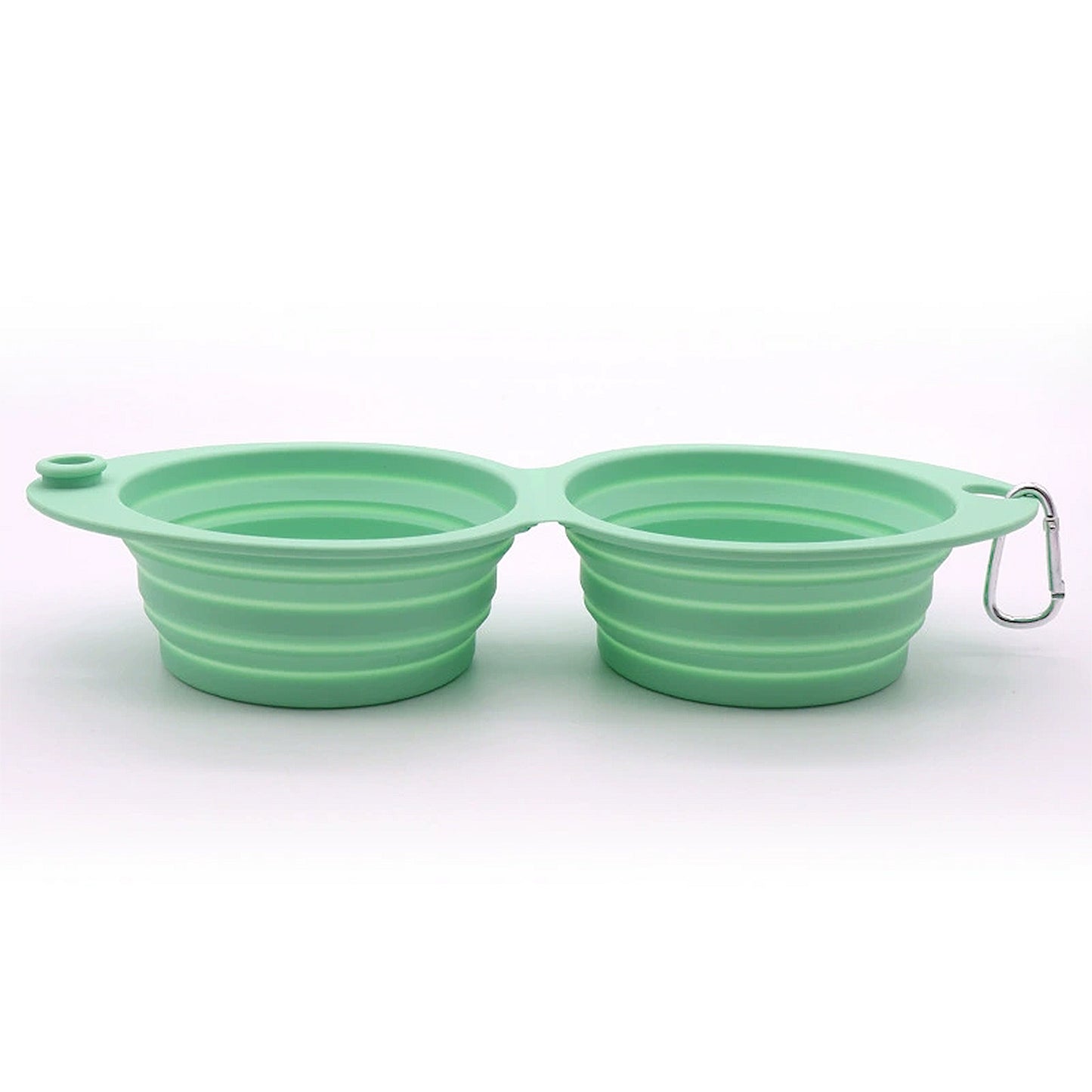 Collapsible Silicone Double Pet Bowl with Clip, Lightweight Travel Food and Water Feeder