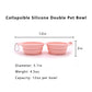 Collapsible Silicone Double Pet Bowl with Clip, Lightweight Travel Food and Water Feeder