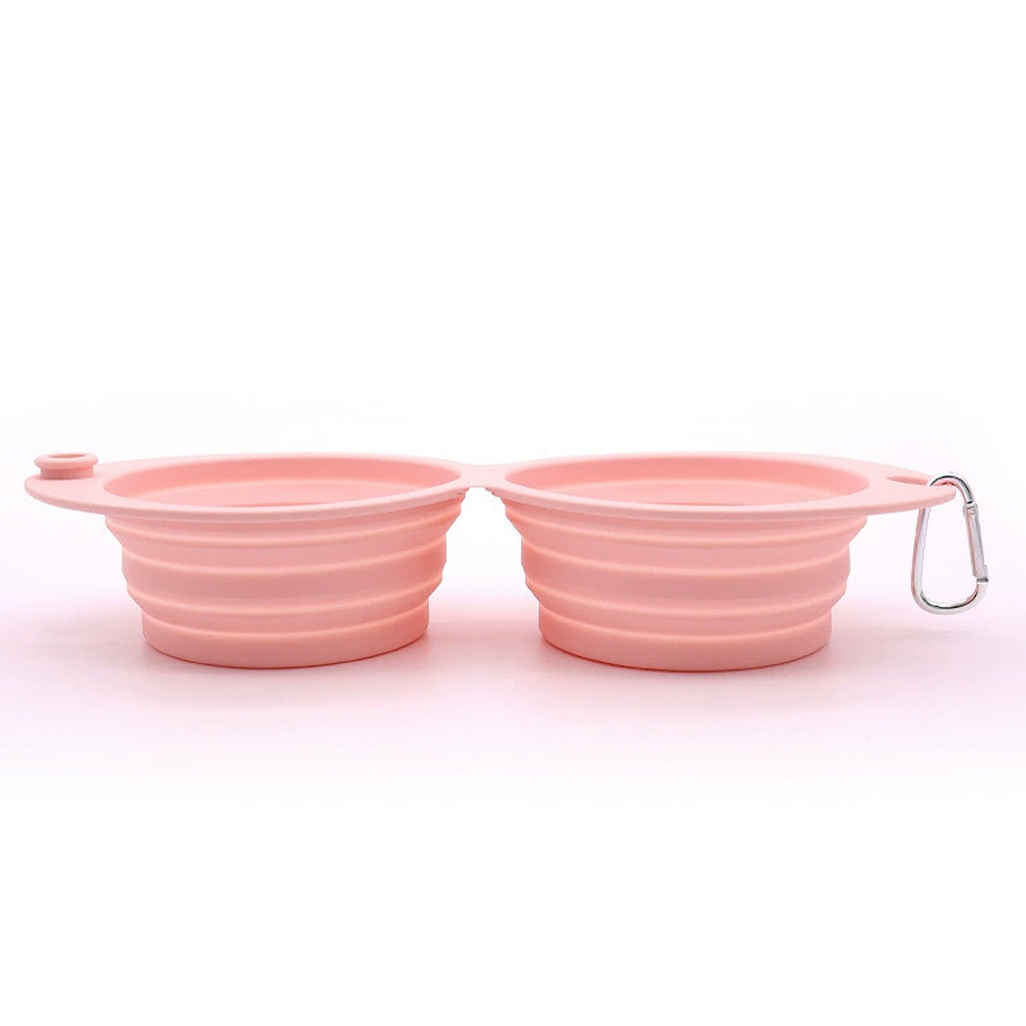 Collapsible Silicone Double Pet Bowl with Clip, Lightweight Travel Food and Water Feeder