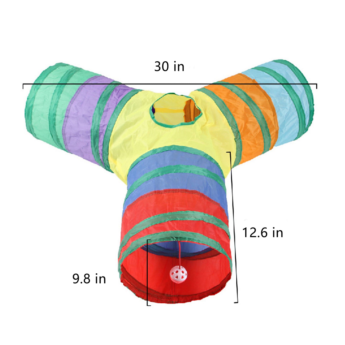 3 Way Cat Tunnel Toy with Crinkle Fabric Peek Hole and Hanging Ball Collapsible Cat Play Tunnel
