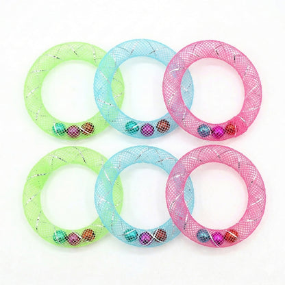 Interactive Mesh Cat Toy Rings with Bell Colorful Lightweight Cat Toys for Indoor Cats 6 Pack
