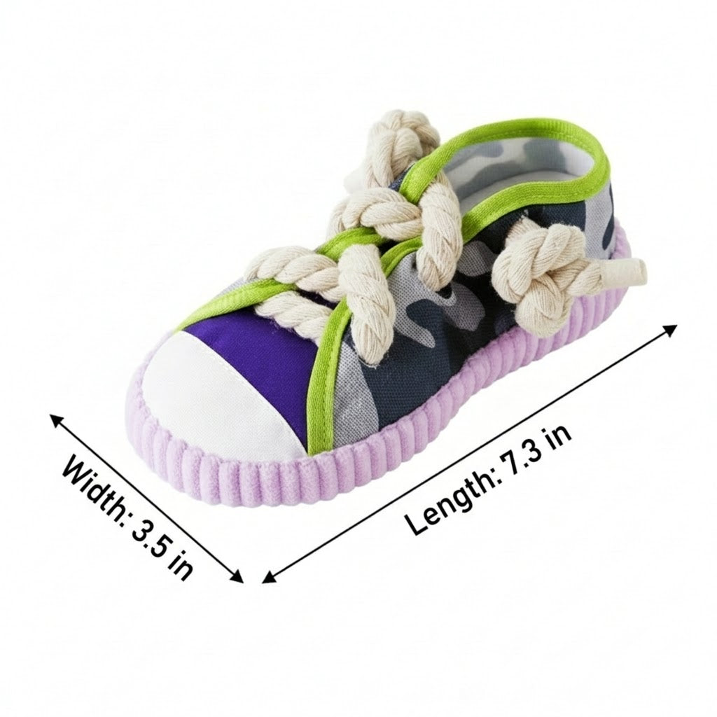 3 Pack Dog Rope Chew Toys with Squeaker Slipper Shape Durable Teeth Cleaning Tug Toys