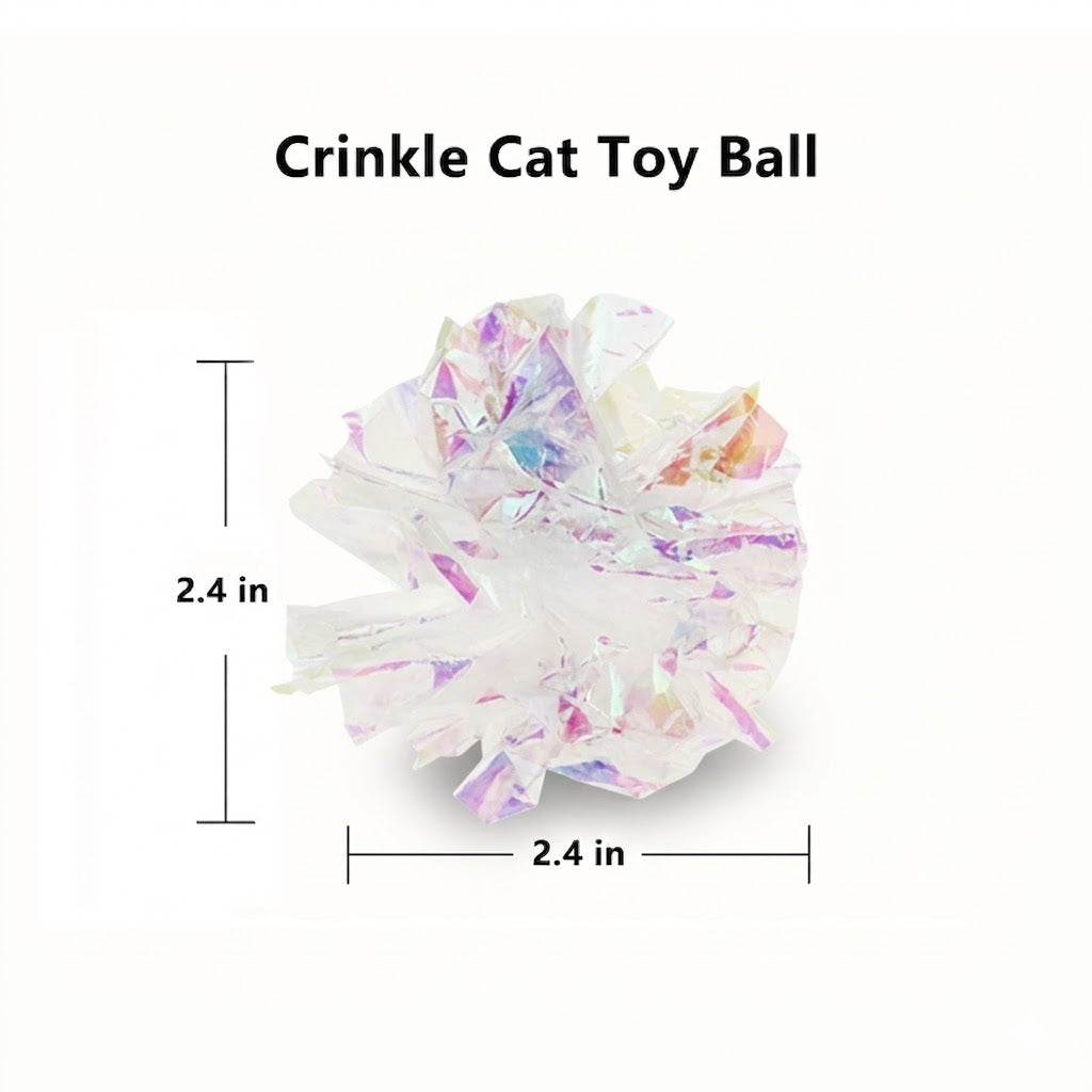 Cat Crinkle Ball Toy Pack of 12 Lightweight Interactive Sound Teaser for Indoor Play