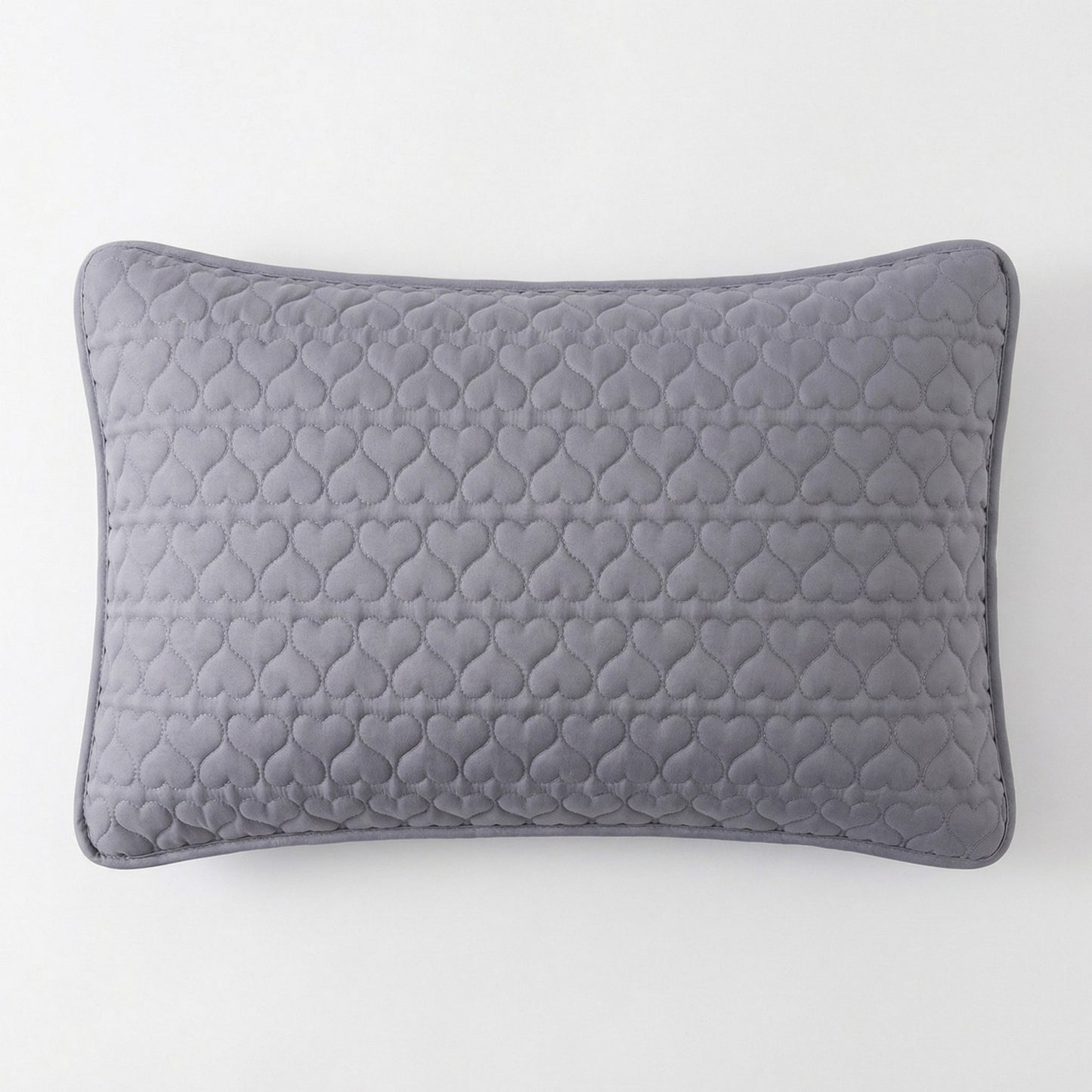 2-Pack Heart Quilted Pillowcases with Envelope Closure Decorative Sleep Cover Set 18.9x29in
