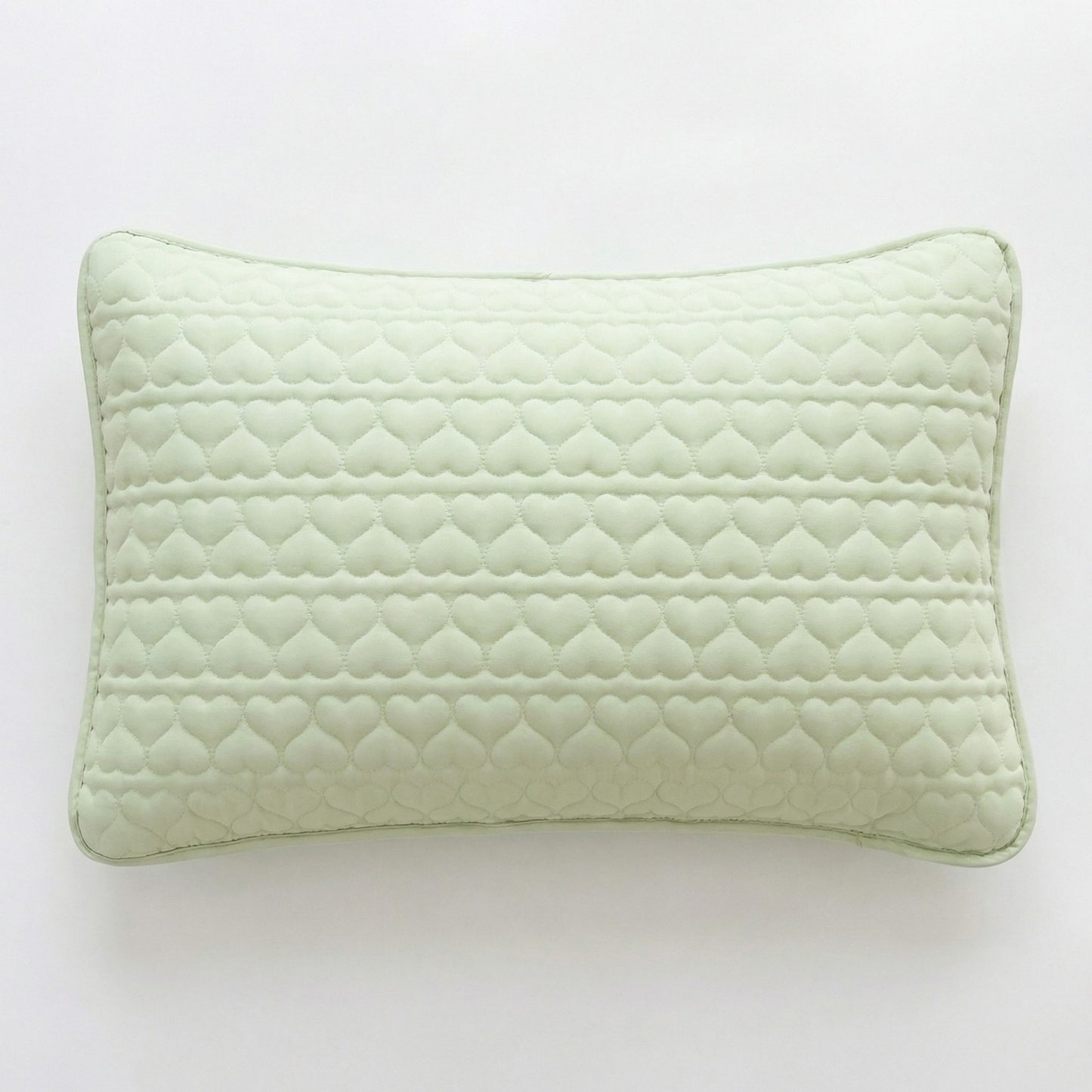 2-Pack Heart Quilted Pillowcases with Envelope Closure Decorative Sleep Cover Set 18.9x29in