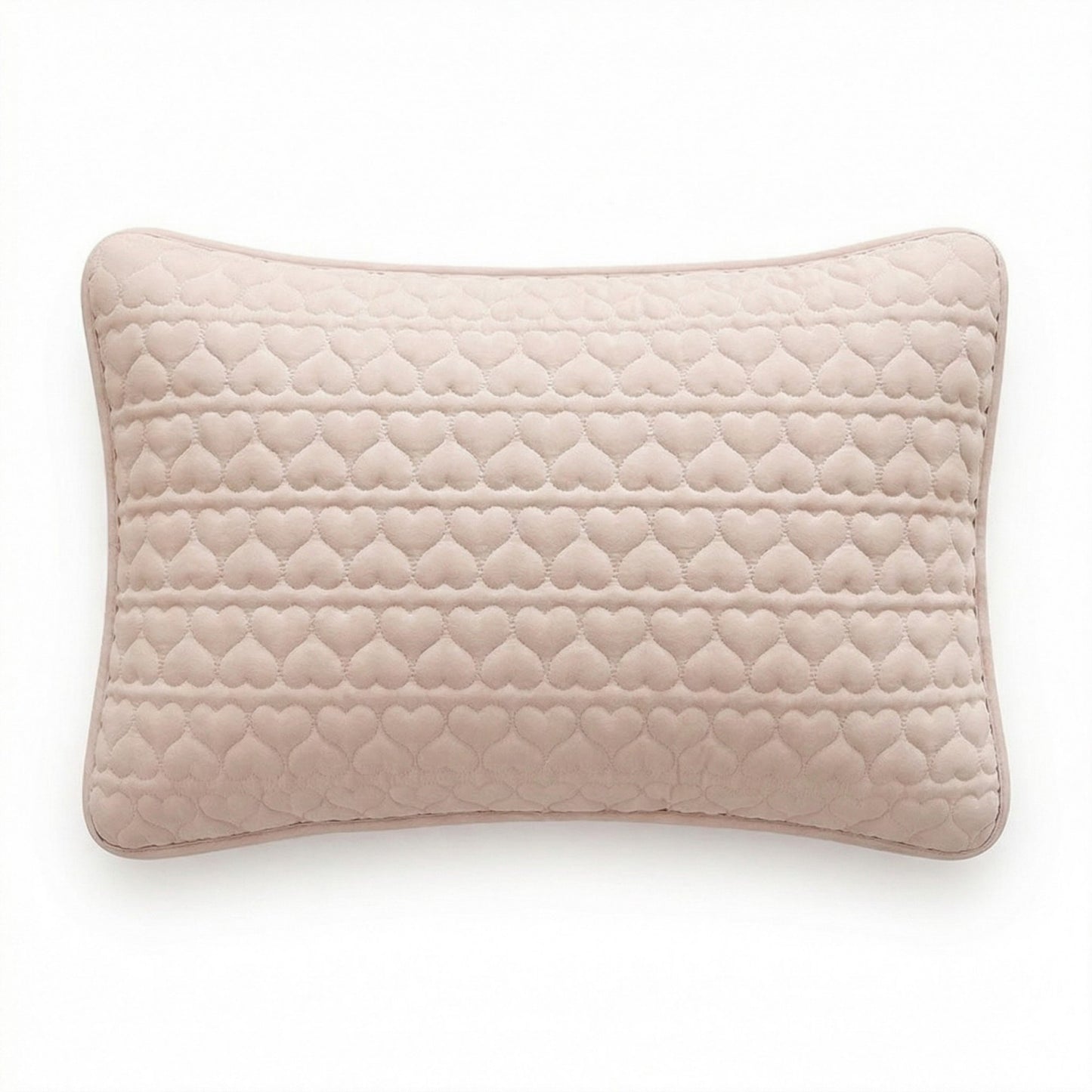 2-Pack Heart Quilted Pillowcases with Envelope Closure Decorative Sleep Cover Set 18.9x29in