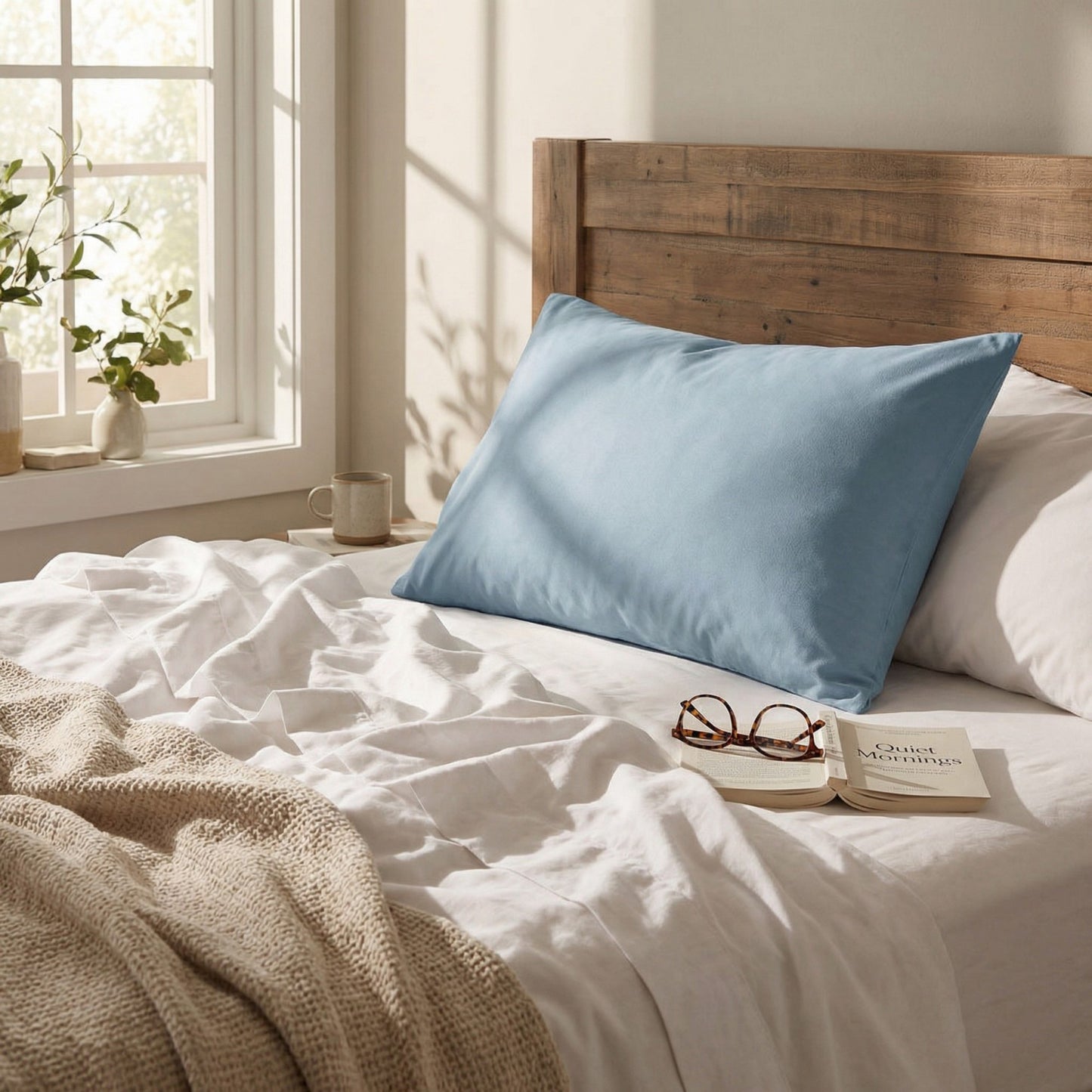 2-Pack Solid Color Pillowcases with Envelope Closure Decorative Sleep Cover Set 18.9x29in