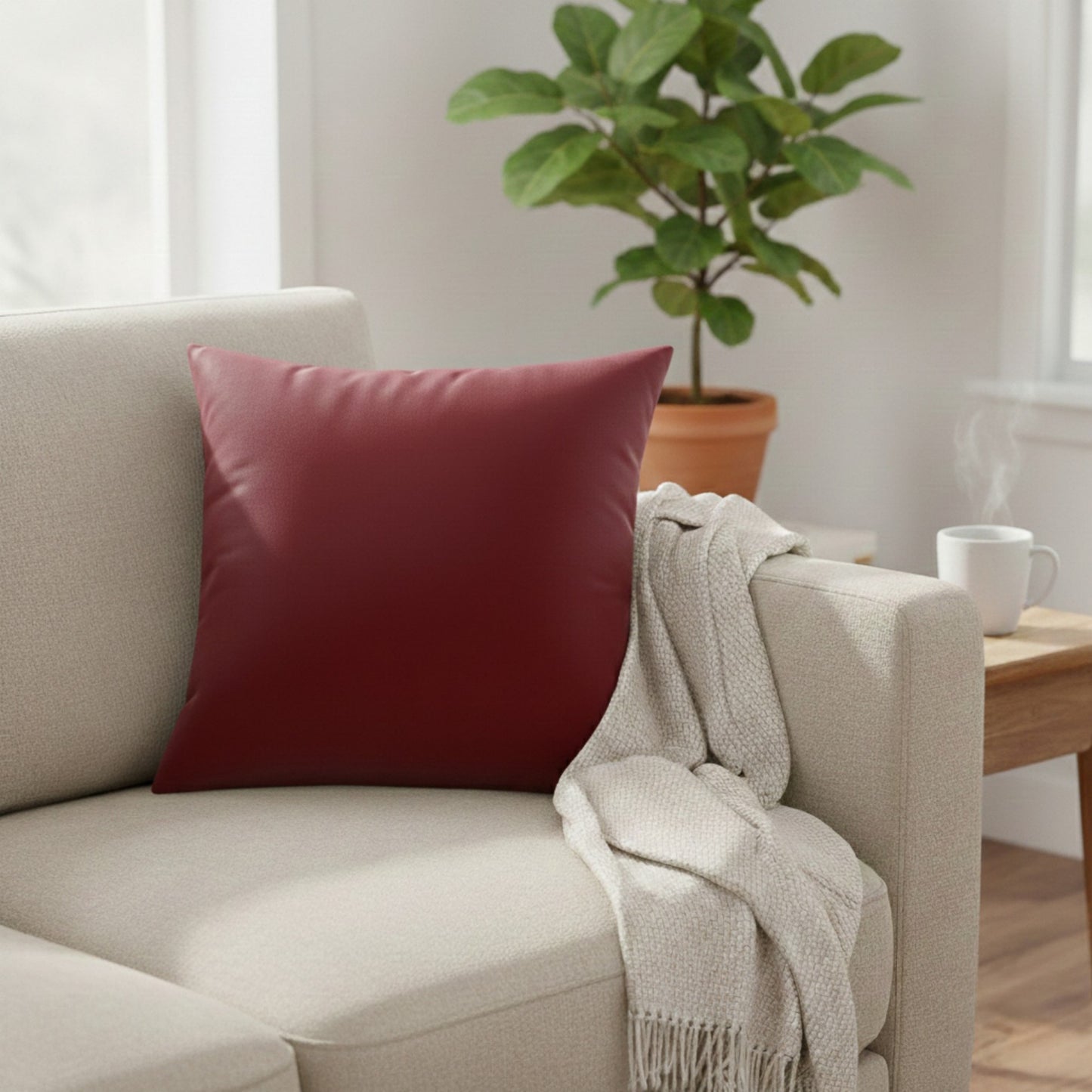 Solid Color Pillow Cover Decorative Square Cushion Case Single Piece 17.7x17.7in