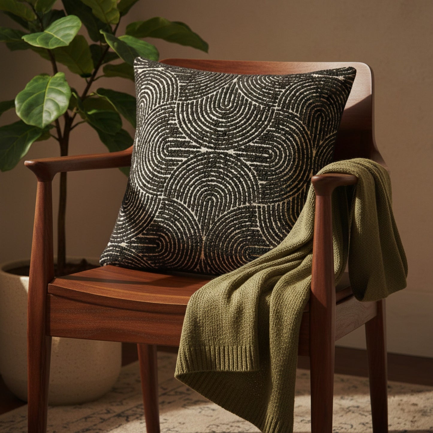 Textured Geometric Decorative Throw Pillow Cover Soft Woven Square Cushion Cover with Hidden Zipper 17.7x17.7in