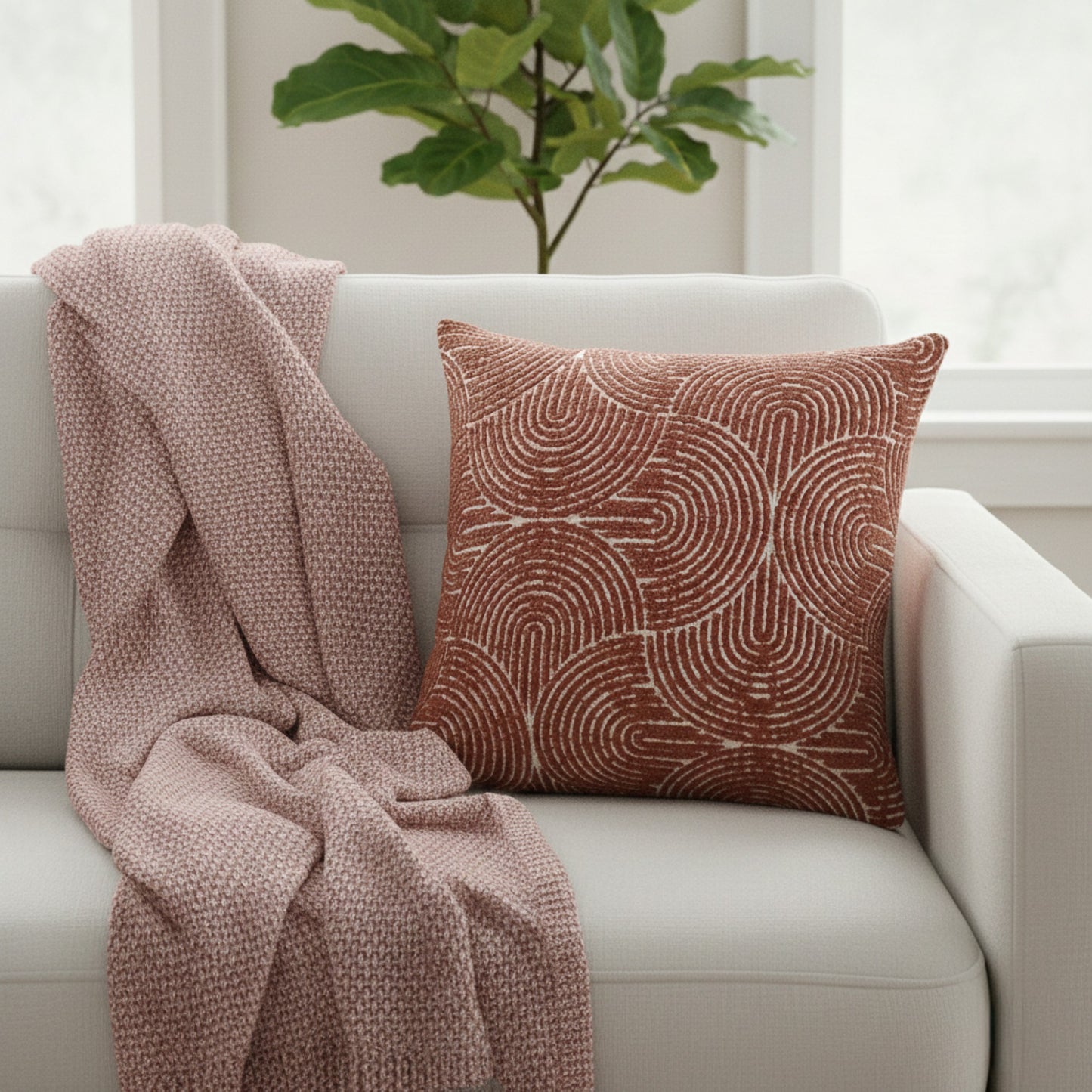 Textured Geometric Decorative Throw Pillow Cover Soft Woven Square Cushion Cover with Hidden Zipper 17.7x17.7in