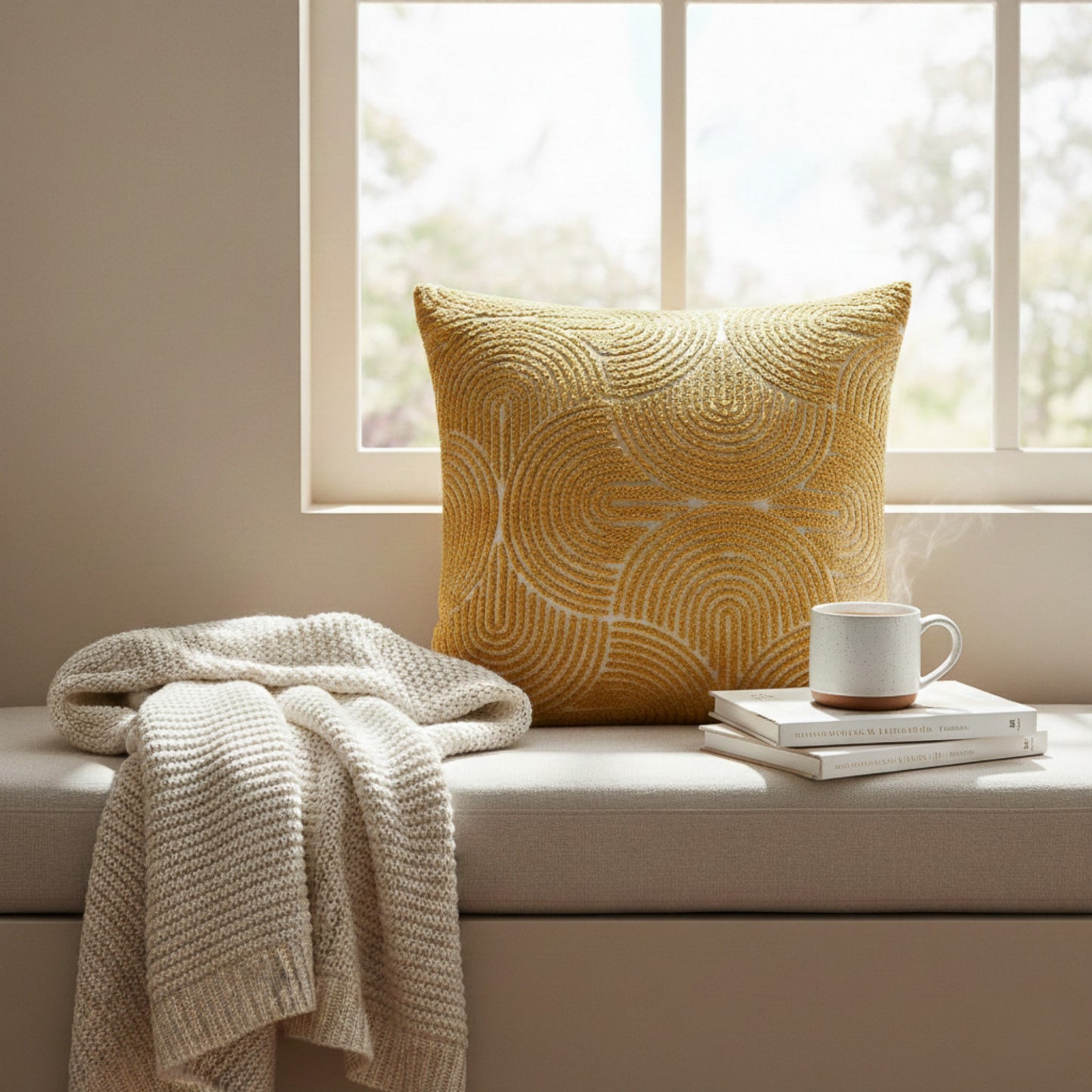Textured Geometric Decorative Throw Pillow Cover Soft Woven Square Cushion Cover with Hidden Zipper 17.7x17.7in