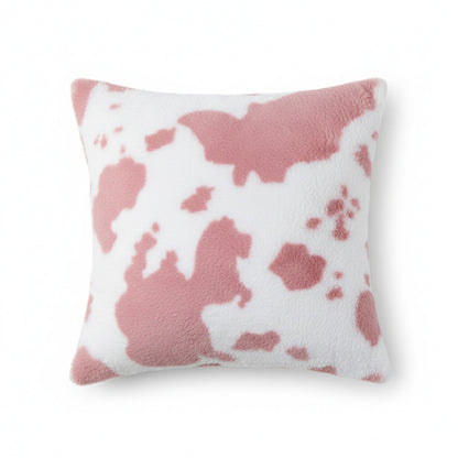 Cow Print Decorative Throw Pillow Covers 2-Pack Soft Plush Square Cushion Covers with Hidden Zipper 17.7x17.7in