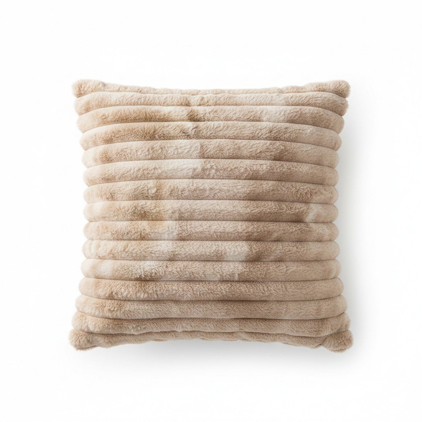 Plush Textured Decorative Throw Pillow 2 Pack with Ribbed Surface Square Accent Cushions 17.7x17.7in