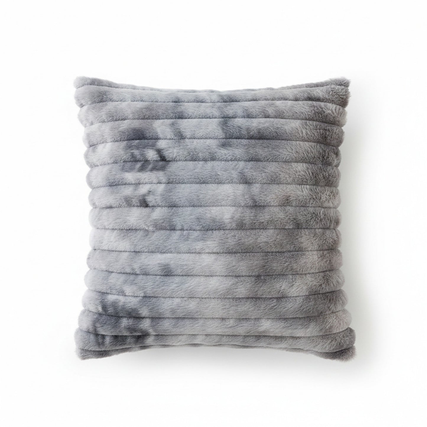 Plush Textured Decorative Throw Pillow 2 Pack with Ribbed Surface Square Accent Cushions 17.7x17.7in
