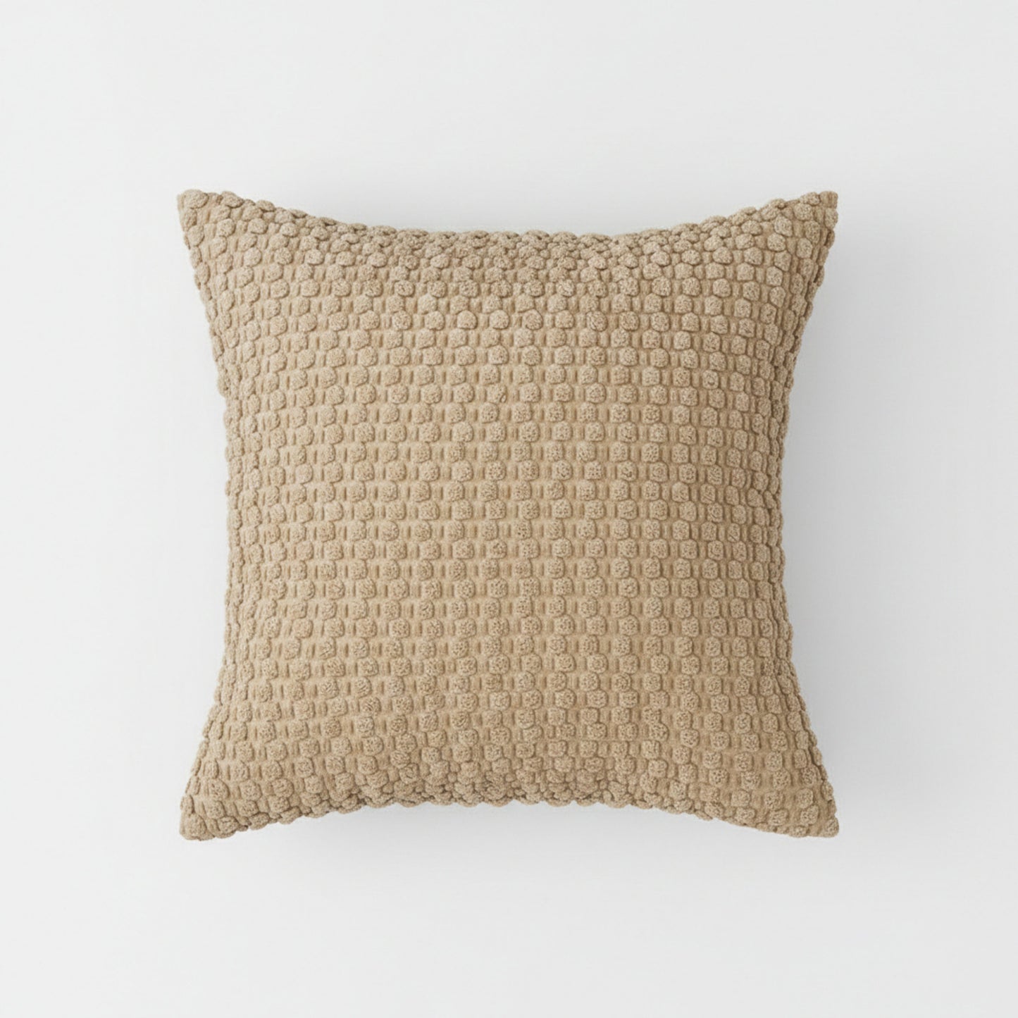 Textured Knit Decorative Throw Pillow with Raised Waffle Pattern Square Accent Cushion 17.7x17.7in