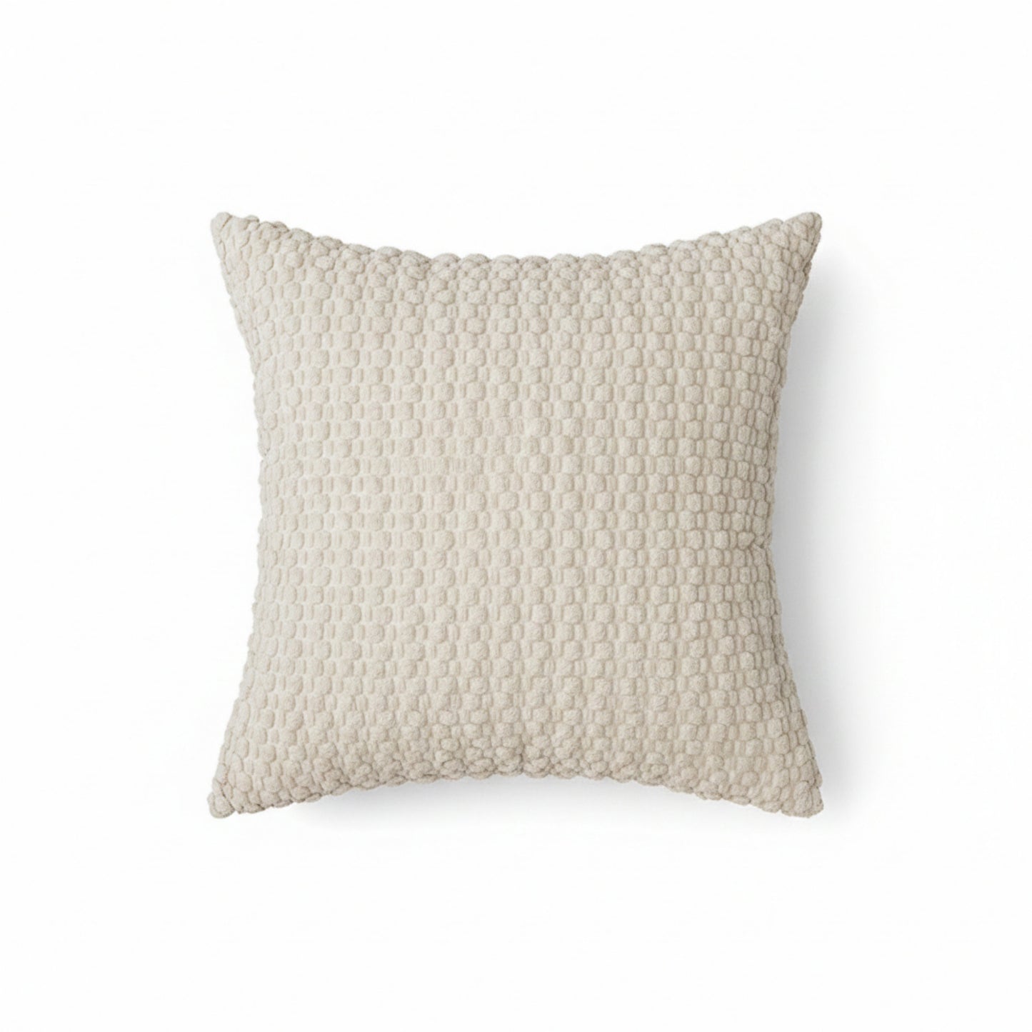 Textured Knit Decorative Throw Pillow with Raised Waffle Pattern Square Accent Cushion 17.7x17.7in