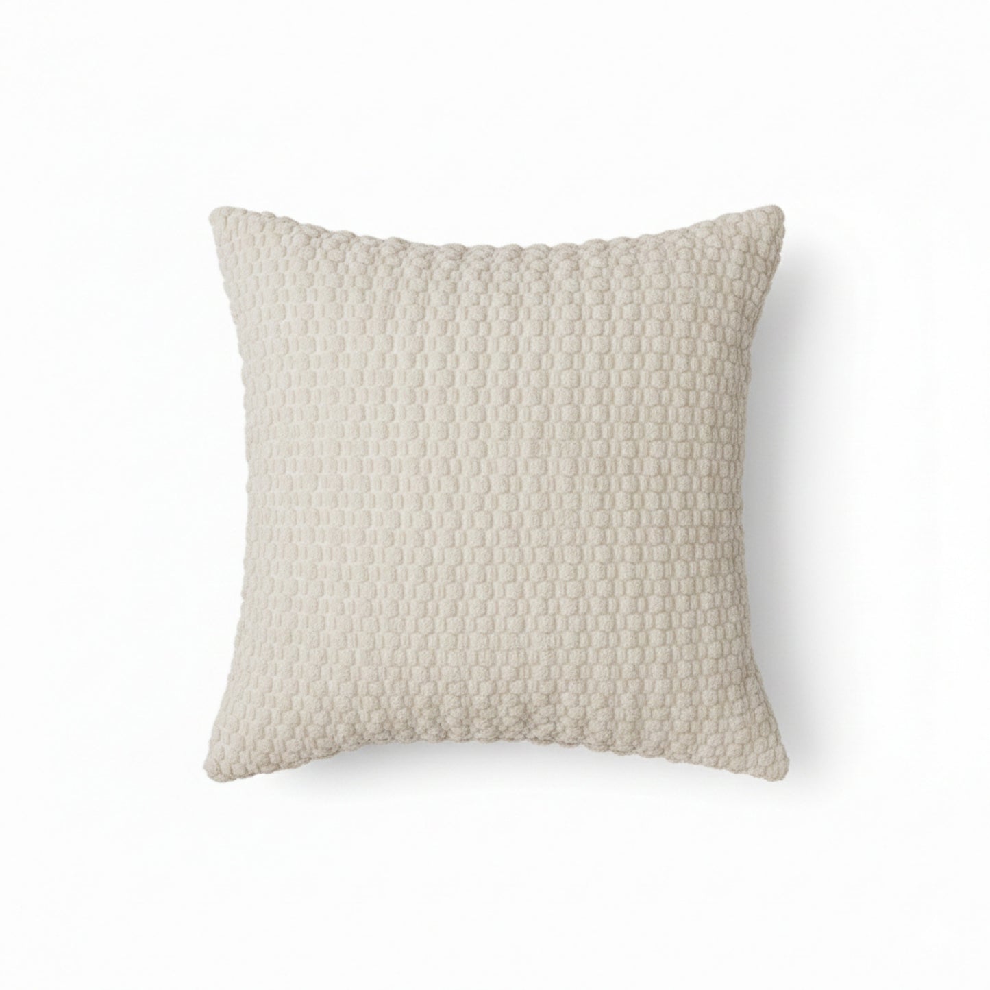 Textured Knit Decorative Throw Pillow with Raised Waffle Pattern Square Accent Cushion 17.7x17.7in