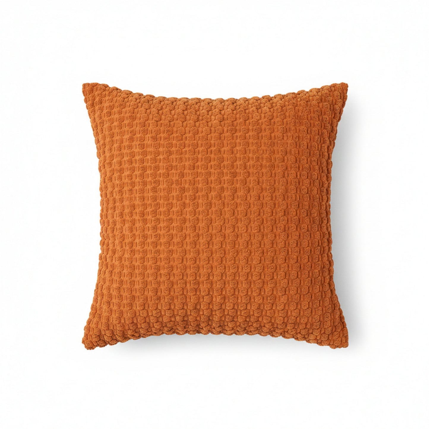 Textured Knit Decorative Throw Pillow with Raised Waffle Pattern Square Accent Cushion 17.7x17.7in