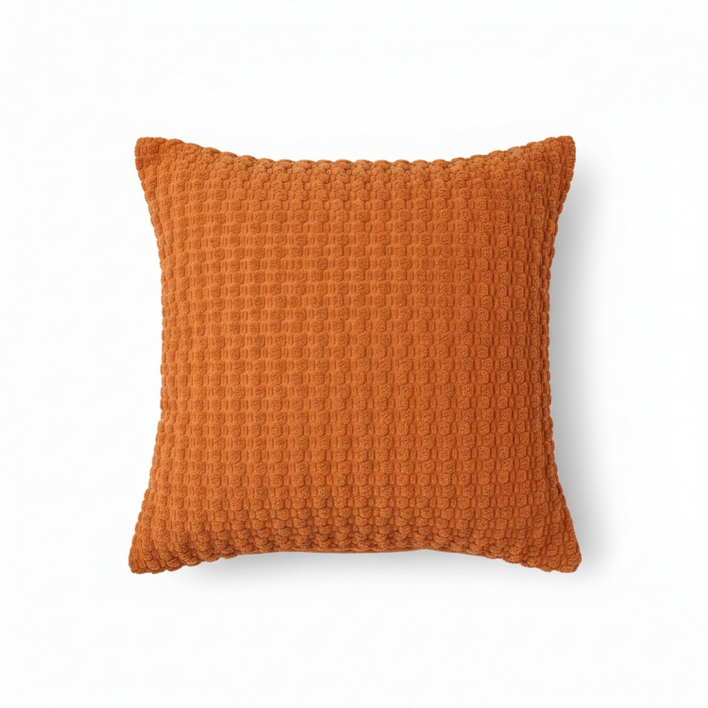 Textured Knit Decorative Throw Pillow with Raised Waffle Pattern Square Accent Cushion 17.7x17.7in