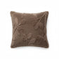 Textured Botanical Decorative Throw Pillow with Raised Leaf Embroidery Square Accent Cushion 17.7x17.7in