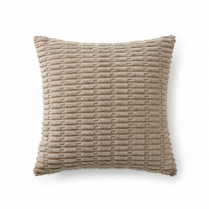 Textured Woven Decorative Throw Pillow with Raised Grid Pattern Square Accent Cushion 17.7x17.7in