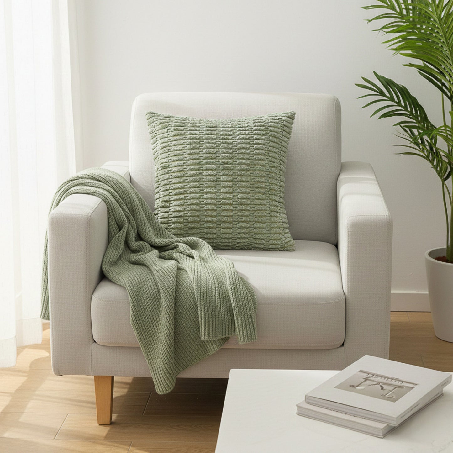 Textured Woven Decorative Throw Pillow with Raised Grid Pattern Square Accent Cushion 17.7x17.7in