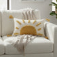 Tufted Sun Decorative Throw Pillow with Textured Embroidery and Tassel Corners