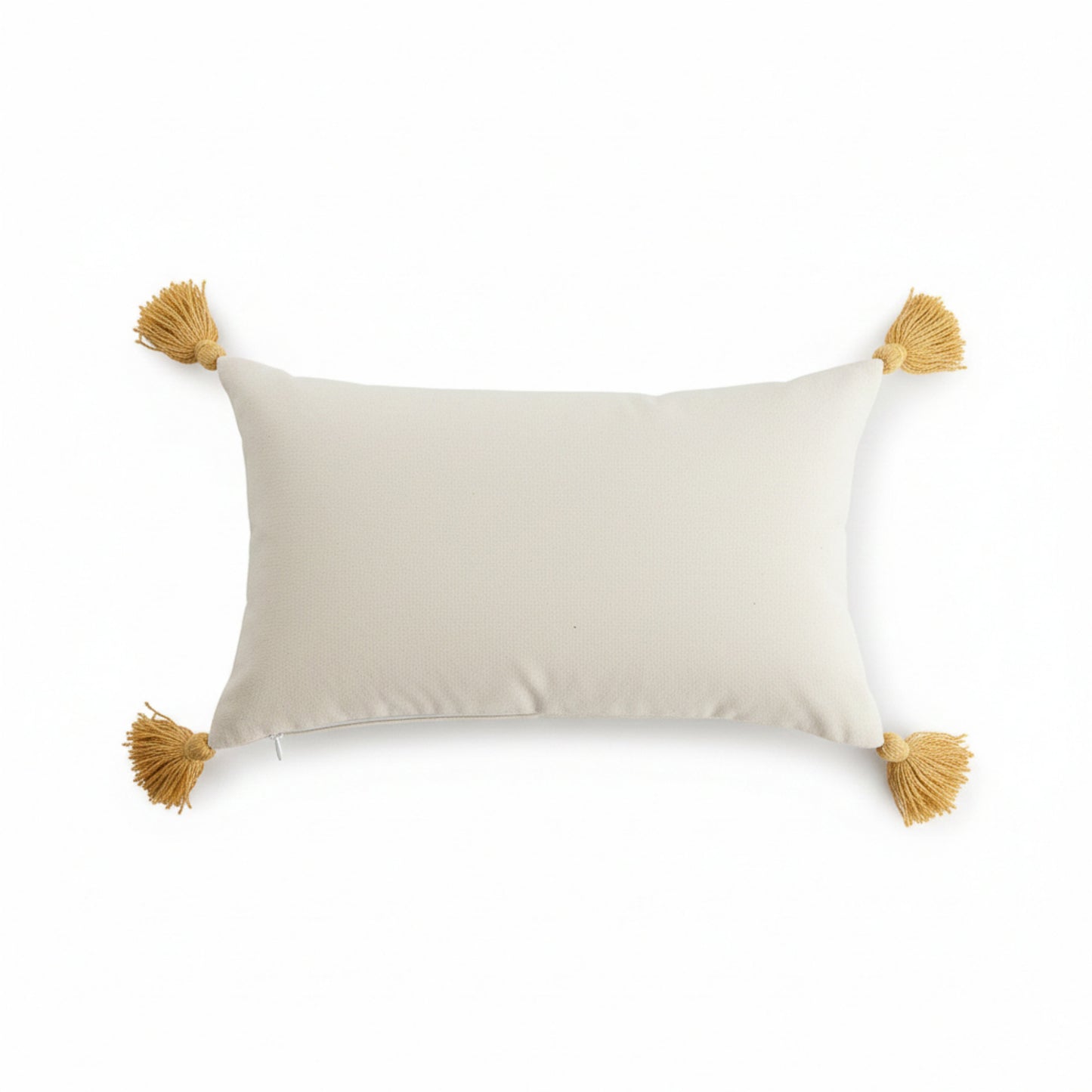 Tufted Sun Decorative Throw Pillow with Textured Embroidery and Tassel Corners
