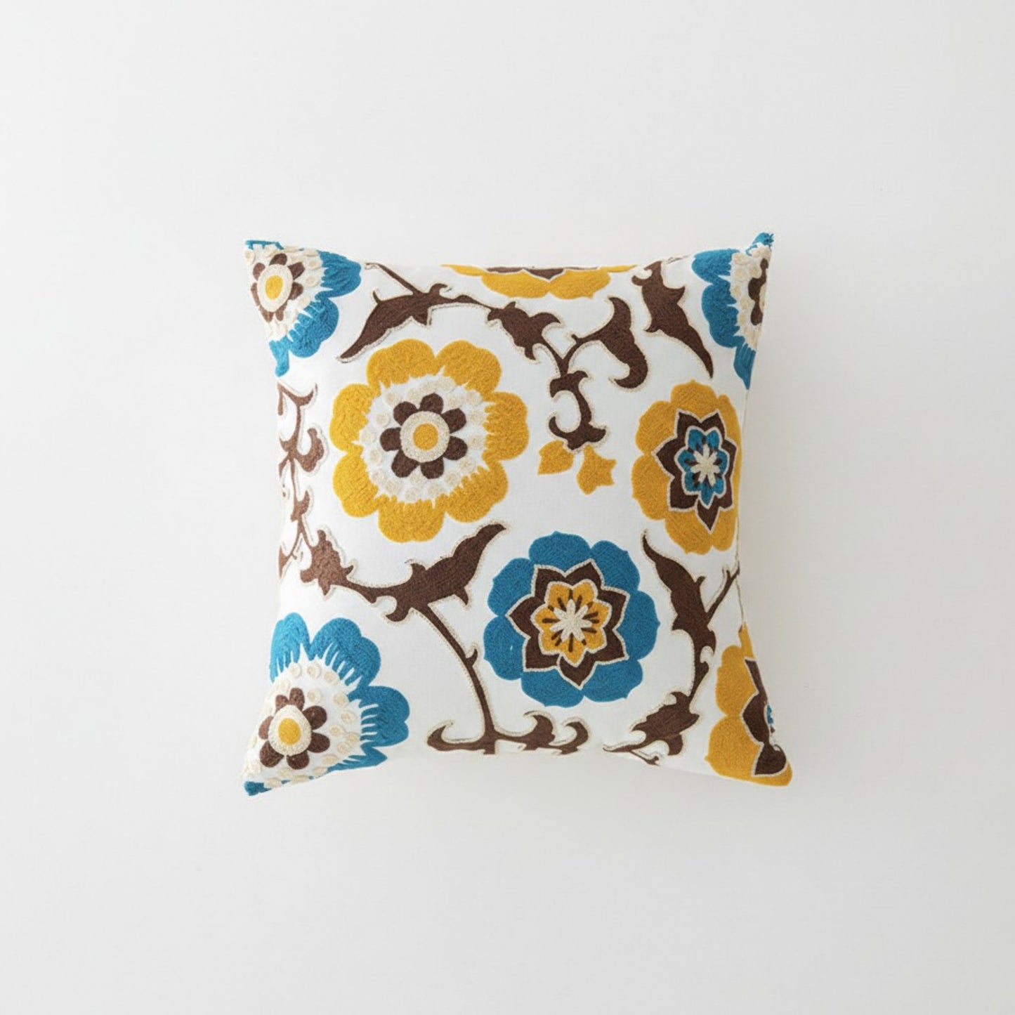 Decorative Floral Throw Pillow Cover Soft Textured Fabric Square Cushion Cover Single Pack