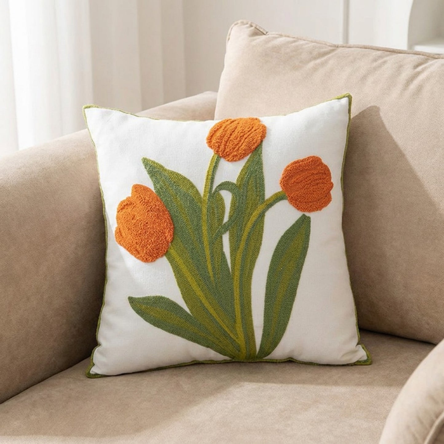Decorative Floral Throw Pillow Cover Soft Textured Fabric Square Cushion Cover Single Pack